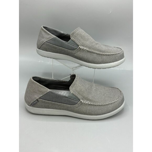 Crocs Santa Cruz 2 Luxe Canvas Loafers Gray Mens 9 Comfortable Casual Shoes - Picture 1 of 9